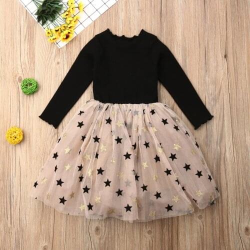 2021 New Spring Autumn Toddler Girls Baby Dress Long Sleeve Princess Party Pageant Patchwork Dresses Kids Clothes