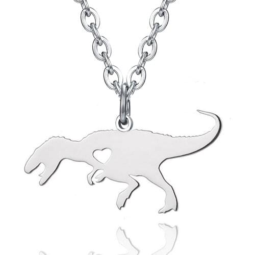 New Desgin Stainless Steel Animal Tyrannosaurus Rex Dinosaur Pendant Necklace Jewelry Men Boy
