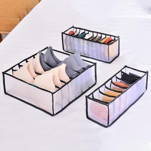 Dormitory Closet Organizer for Socks Home Separated Underwear Bra Storage Box 6/7/11 Grids Organizer Foldable Drawer Organizer