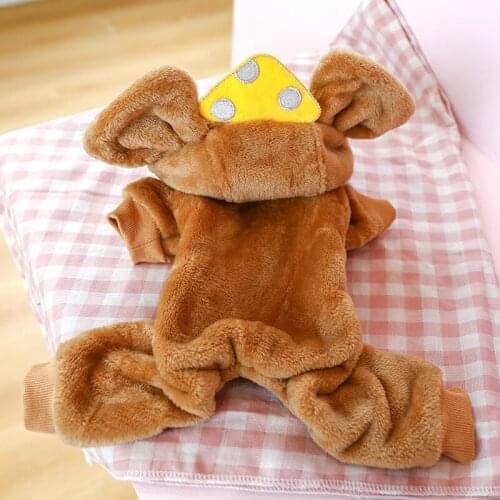 Dog Clothes Pet Clothes for Autumn and Winter To Keep Warm From The Cold Plus Velvet Pet Dog Cheese Mouse Big Ears Pet Dress