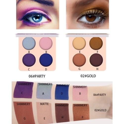 4 Colors Eyeshadow Palette Shimmer Matte Natural Eye Shadow Thin Powder Brighten MakeUp Long-Lasting Eye Palette Cosmetic