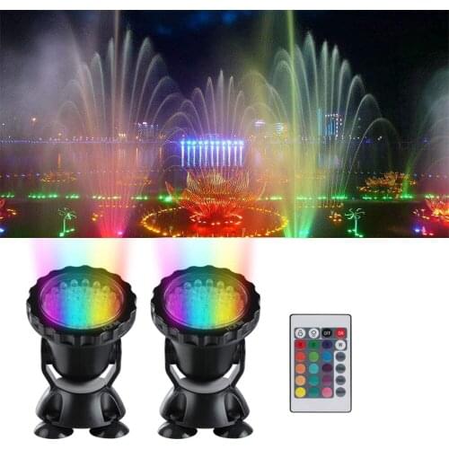 12V Submersible Pond Light Multi-Color Aquarium Spotlight for Garden Fountain Fish Tank RGB LED Lighting with Remote Controller