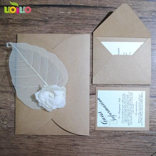 Popular love laser cut handmade kraft paper luxury wedding invitation cards birthday invitation card with RSVP card and menu
