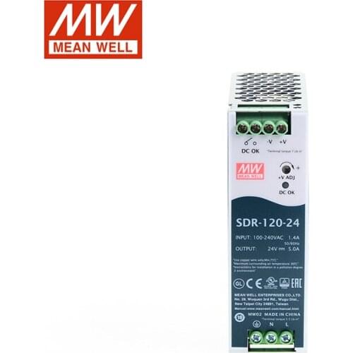 SDR-120-24 MEAN WELL 120W 24V Slim DIN Rail Switching Power Supply 110V/220V AC to 24VDC 5A Industrial Din rail Transformer