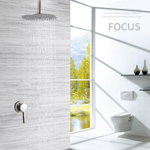 Stainless Steel Bath Shower Mixer Faucet Rotate Top Shower Ceiling Wall Mount 8/10/12 Inch Brush Nickle Rainfall Shower Head Set