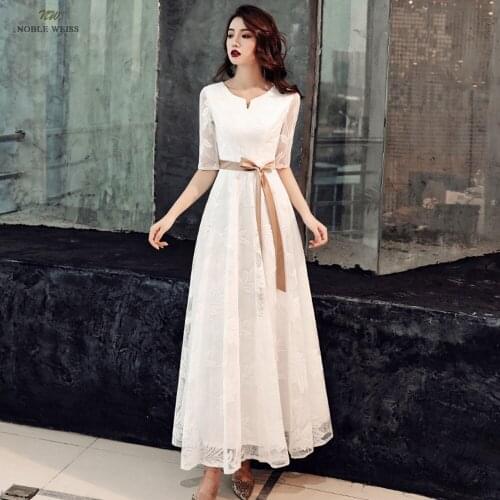 Evening Gowns for Women A-Line Evening Dresses Lace Ankle-Length Dresses Woman Party Night