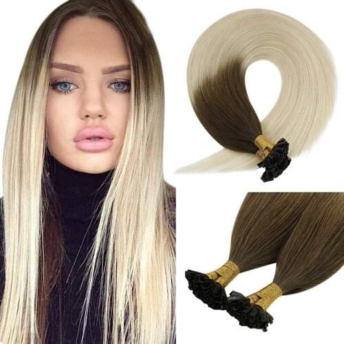 VeSunny U Tip Hair Extensions Human Hair Pre Bonded Remy Human Hair Blonde U Tip Nail Hot Fusion Hair Extensions 50g 1g/s