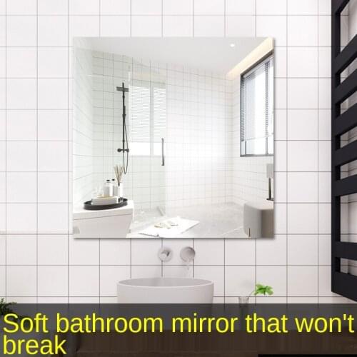 Bathroom mirror wall self adhesive acrylic soft mirror patch toilet wall hanging no punching makeup