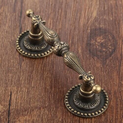 1Pc Vintage Furniture Handle European Style Wooden Wine Gift Box Pull Handles Kitchen Cupboard Knob Furniture Hardware 86*24mm