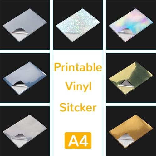 10 Sheets A4 Sticker Printer Paper White Transparent Gold Silver Glossy Matte Printable Vinyl Sticker Paper Adhesive Labels A4