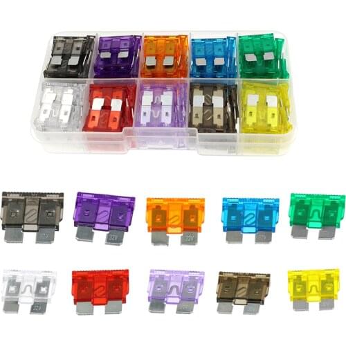 100PCS Car Fuses Assortment Kit Blade-type Automotive Fuses Standard & Mini Size 2/3/5/7.5/10/15/20/25/30/35A Replacement Fuses