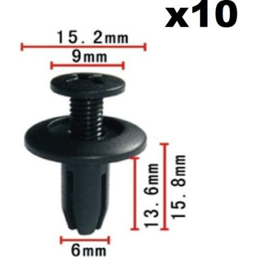 10x For Honda Screw expansion buckle 6mm / Nylon Retainer Clip Brand New