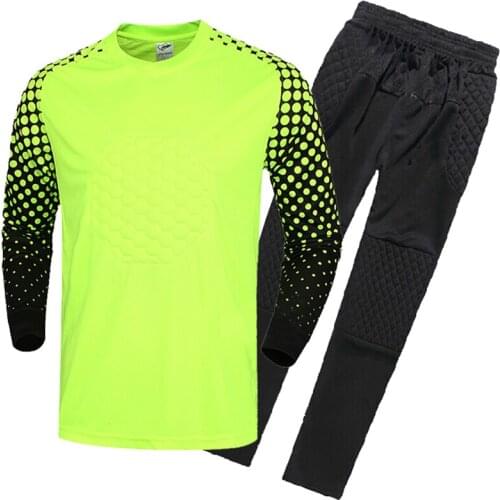 2016/17 New Kids Soccer Goalkeeper Jersey Set Mens Sponge Football Long Sleeve Goal Keeper Uniforms Goalie Sport Training Suit