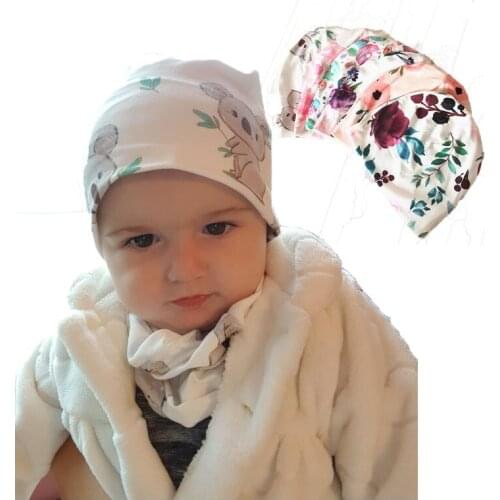2019 Baby Cotton print Hat Autumn Winter Childrens Scarf Hat Sets kids bowknot Warm Beanies