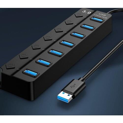 2021 USB Hub Splitter High-speed 7-port USB Extender Device Adapter Line Machine Laptop Computer Accessories Drop Shipping Hot