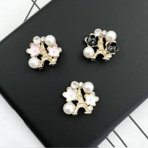 50pcs Tower Flower Pearl Crystal Rhinestone Oil Drop strass Flatback Garment Button Key Chain Hairstyle Hairpin Hair Clip Decor