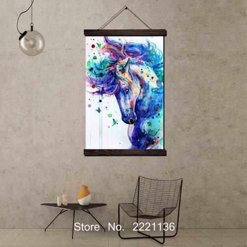 Abstract Horses Framed Scroll Painting HD Wall Art Hanging Canvas Painting HD Printed Pictures for Living Room Decoration