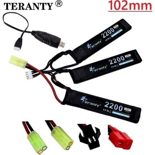 Lipo Battery + USB Charger for Water Gun 3S 11.1V 2200mAh 35C for AKKU Mini Airsoft BB Air Pistol Electric Toys RC Parts #102mm
