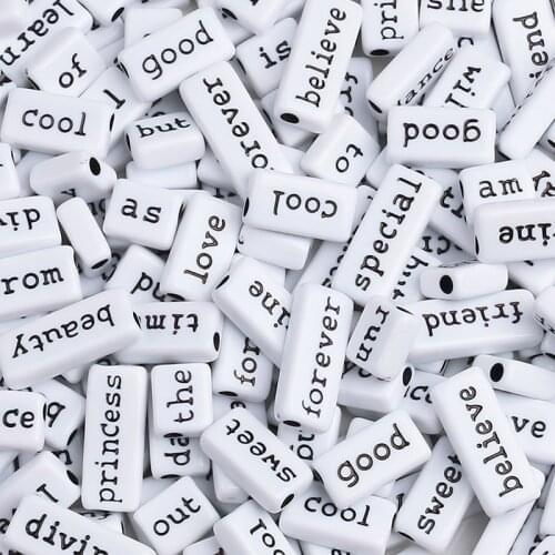 20pcs/lot Mix Size Acrylic Beads Letter Words Loose Spacer Beads for Needlework Jewelry Making Handmade DIY Bracelet Accessories