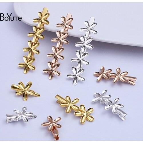 BoYuTe (20 Pieces/Lot) Metal Iron Five-Petal Flower Hair Clip Base Korean Style DIY Handmade Hair Accessories Materials