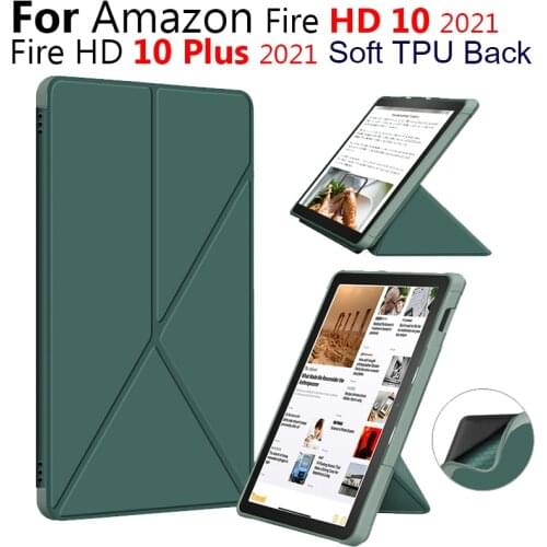Case for Kindle Fire HD 10 Plus 2021 HD 10 2021 Tablet PU Leather Soft TPU Back Cover Smart Shell Funda Capa + Gifts