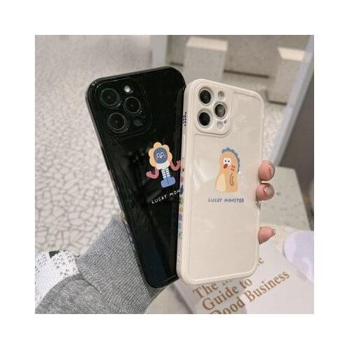 Phone Case For iPhone 11pro max 12mini pro max 7p/8plus X/Xs max XR Back Cover Phone shell Painted Soft Glue cartoon couple New