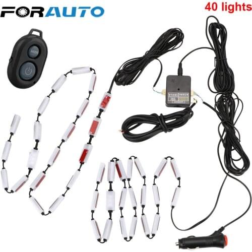 FORAUTO Car Rear Glass Decorative Warning Light Car RGB LED Strip Light Sound Music Control Auto Atmosphere Lamps Remote Control