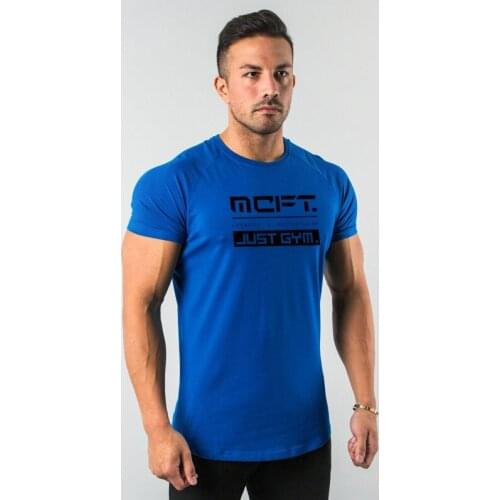 Men Cotton Short Sleeve T Shirt Bodybuilding Tees Male Clothes Fitness Fashion Round Neck Casual T-shirts Men Simple Streetwear