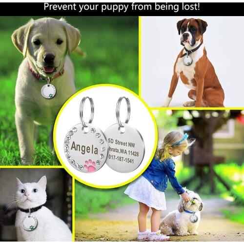 Cat Dog Pet ID Tag Puppy Cat Tag Engraved Custom Dog Collar Accessories Customized Address Name Tag for Dogs Cats
