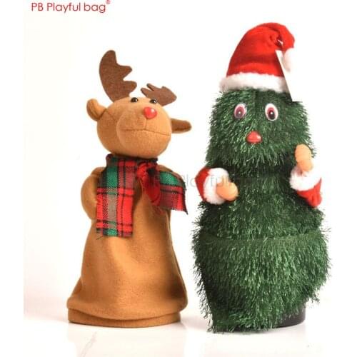 Playful bag Christmas tree Santa action figure Rotating deer Music toys Kids toys Christmas ornament Funny decoration Gifts AA08