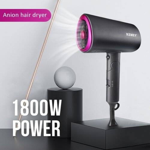 Kemei 1800W Hair Dryer Salon Style Tool Negative Ion Hairdryer 2 In 1 Cold Hot Air Strong Wind Anion Professional Blow Dryer
