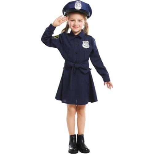 Girl Purim Police Costume Cute Cop Officer Uniform Pin-Up Girl Outfit Cosplay Fancy Party Dress Carnival Halloween