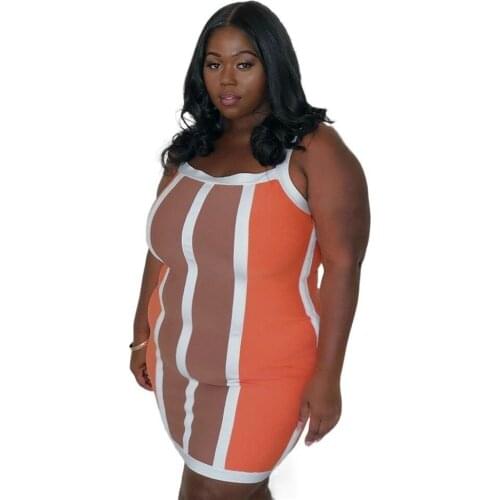 2021 Summer Womens Fashion Dress Color Matching Sling Sexy Womens Dress Casual Sling Stitching Bright and Versatile Dress New