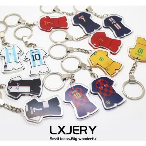 LXJERY Soccer Football Uniform Keychain Acrylic Double Sided Pattern Key Chain Schoolbag Decorations Key Ring For Fans