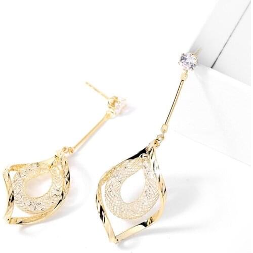 Fashion Spiral Hollow Dangle Earrings Gold Color Womens Earring For Festival Christmas Jewelry Gift Charm Trendy Ears