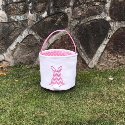 Cartoon Rabbit Printing Canvas Egg Gift Storage Bucket Bag Easter Candy Bag Snack Baking Packing Storage Gift Bag Festival Decor