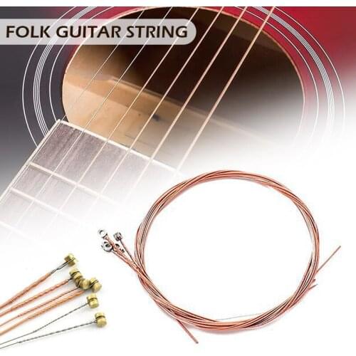 6pcs 0.25-1.22mm Pure Copper Guitar Strings Set 1-6 for Ukulele Bass Acoustic Folk Guitar DIY Repair Parts Accessories