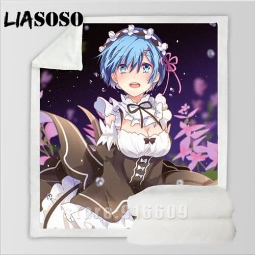 Sexy Re:zero Twin Maid Ram Rem Sofa Bedding Office Harajuku Winter Fashion Blanket Bedspread Baby Travel Blanket Outing Quilt