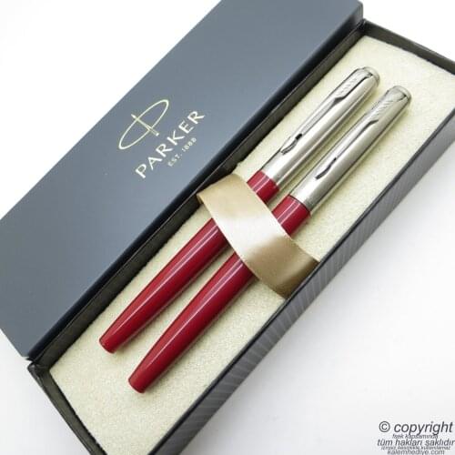 Parker Jotter Original Burgundy Fountain Pen + Roller Pen Set | İsme Special Pen | Gift Pen