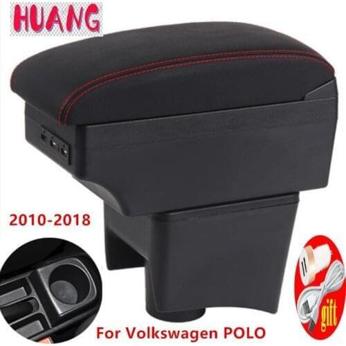For Volkswagen POLO Armrest 2010-2018 2011 2012 2013 2014 2015 new For VW POLO Mk5 6R Vento Car Armrest Center Storage box USB