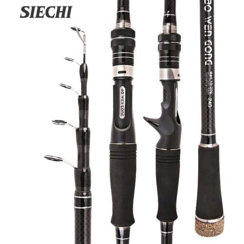 SIECHI Spinning Baitcasting Telescopic Fishing Lure Rod Carbon Fiber Portable 1.8M 2.1M 2.4M 2.7M 3.0M 3.3M 3.6M Portable Tools