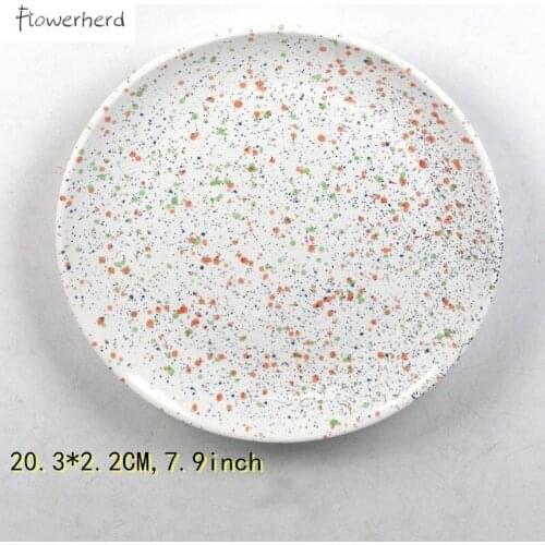 Ink Style Plates Ceramic Western Food Plate Household Sesame Point Fruit Plate Dessert Plate Ceramic Plate Snack Plate Tableware