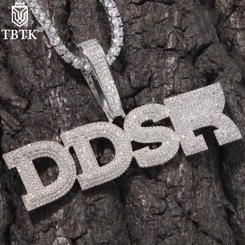 TBTK Custom Name Initial Letter Pendant Micro Full Iced Out 3 Layers Cubic Zirconia NamePlate Necklace Hiphop Jewelry