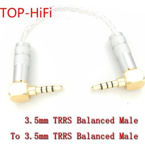 TOP-HiFi 7N OCC Silver Plated Cable 3.5mm TRRS Balanced Male to 3.5mm TRRS Balanced Male Audio Adapter 8 Cores