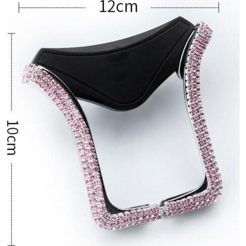 U-shaped Holder Adjustable with Mount Clip Plastic Car Rhinestone-encrusted Holder for Car Vent Interior Accessories