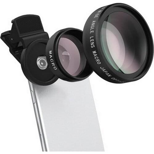 2 in 1 Universal 37mm 0.45X 49UV Wide Angle Macro Cell Phone Camera Lens Kit