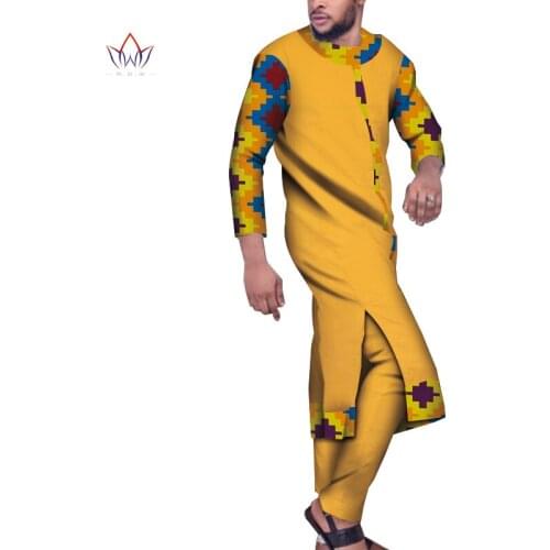 In Stock Africa Style Customized Pants Suits for Men Dashiki 2XL Long Men Shirt Fashion Traditional African Clothing WYN1066