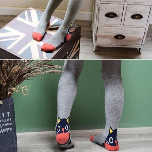 Spring Autumn Cotton Tights For Girls Cartoon Cat Girls Baby Tights Pantyhose Fashion Knitted Cute Kids Stocking Baby Pantyhose