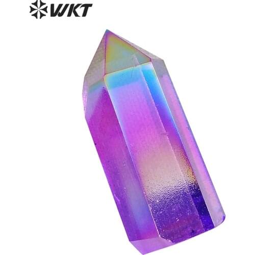 WT-G232 Wholesale 10pcs Purple Rose Aura Crystal Quartz Wand Point Beautiful Mineral Specimens Jewelry
