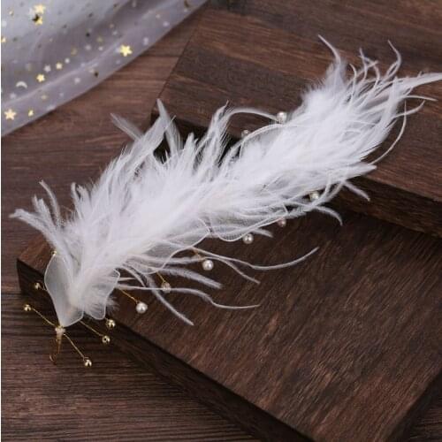 Girls Hair Ornaments Tiara White Color Hairbands White Feather Crown Women Party Engagement Wedding Hair Accessories Bridal